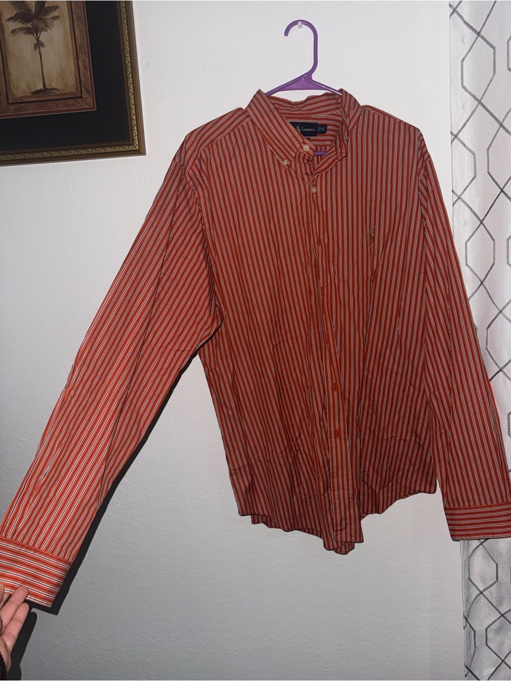 Ralph Lauren Orange and White Striped Button-Down Shirt